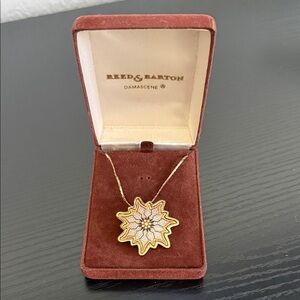 Vintage Damascene Pendant Reed & Barton Japan Necklace